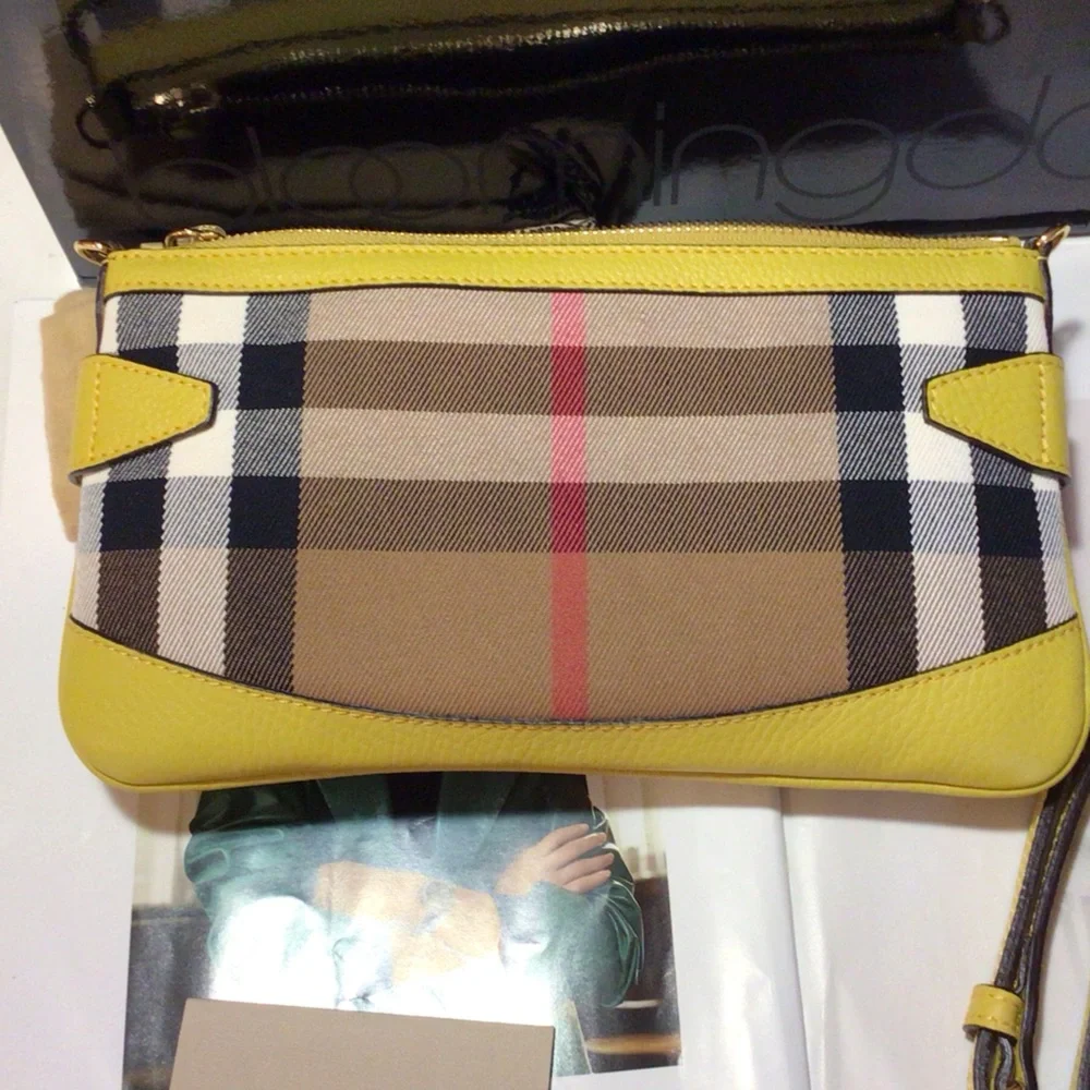 Burberry Yellow and Tan Plaid Crossbody Bag - Picture 2 of 7